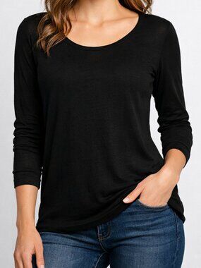 Smart Set Black Long Sleeve Top Shirt Blouse Size L